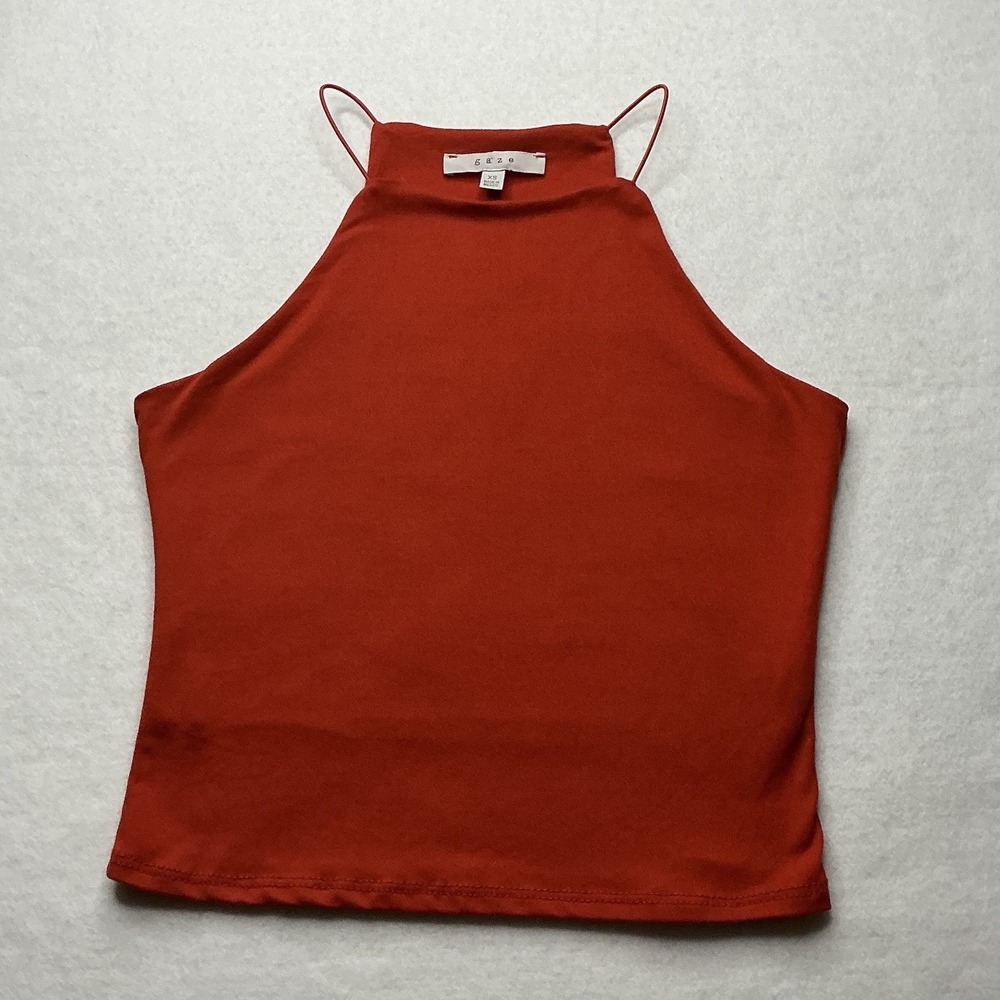 Gaze Womens High Neck Halter Tank Top Red XS